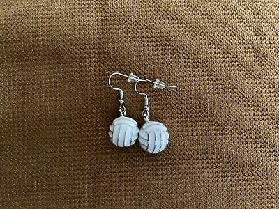 White/gray 3D Volleyball Drop Earrings On French Wires New Cute! • $6.75