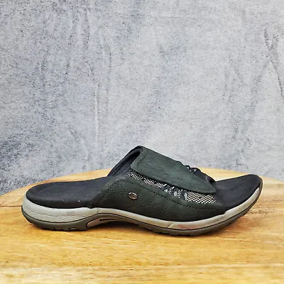 Merrell Lilyfern Slide Sandals Women's 6 Black Leather Slip On Casual Shoes • $19.49