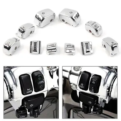 $13.98 • Buy Chrome Hand Control Switch Cover Housing Button Cap Set For Harley Touring 96-13