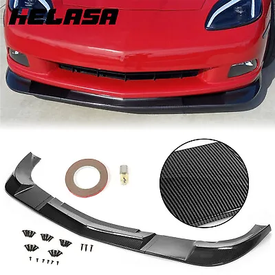 HECASA For 05-13 Corvette C6 Base Front Lip Splitter ZR1 Style Carbon Fiber Look • $104.99