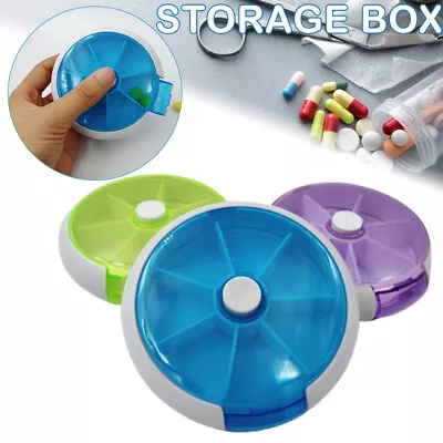 7 Day Round Weekly Pill Organiser Box Tablet Medicine Dispenser Holder Case TF • $9.73