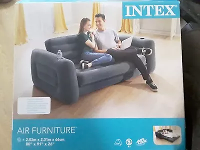 Intex King Size Inflatable Pull Out Sofa Bed Sleep Away Futon Couch - Anthracite • £30