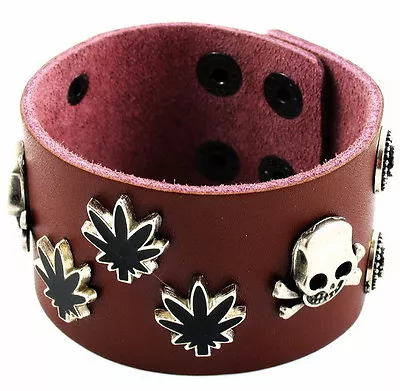 Leather Bracelet Mens Bullet Style Brown Buckle Waistband UNIQUE COOL Fashion • $14.95