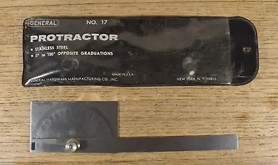 Vtg Machinist Rectangular Protractor General Hardware No 17 Made In NY USA • $14.95