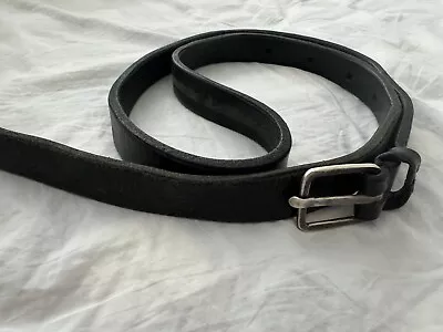 M.A+ MAURIZIO AMADEI 1” Wide  130 Cm XL Thick Black Leather Silver Buckle • $235