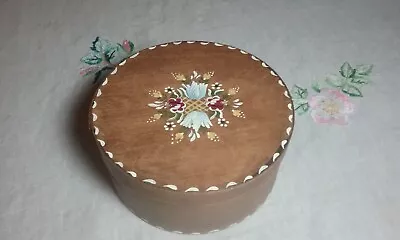 Vintage Bentwood Round Tine Box Hand Painted Lided Estate Sale • $20