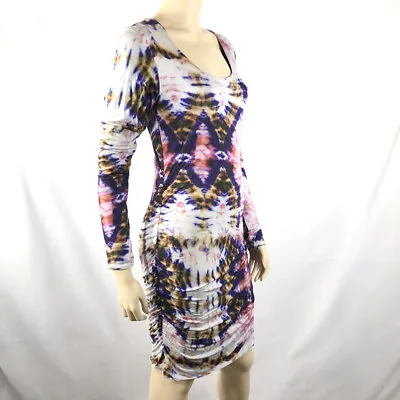 Switch Dress Women Small NWT Tie Dye Ruched Stretch Jersey Long Sleeve Lined • $16.22