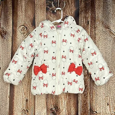 Disney Junior Minnie Mouse Jacket Winter Coat Sherpa Lined Toddler Size 4T • $16.09