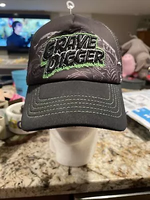 Grave Digger Monster Jam Trucker Hat/Cap Adult Black Embroidered Truck • $11.99