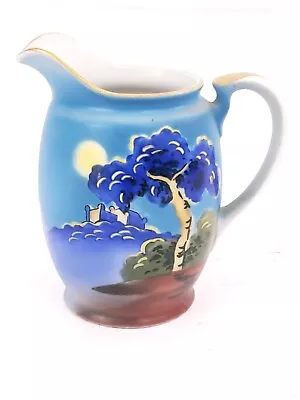 Vintage Hand Painted Noritake Creamer Pitcher Blue Night Scene Moon Trees Rare  • $49.99