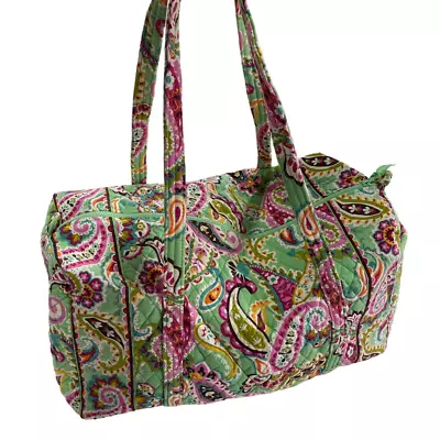 Vera Bradley Duffle Bag Womens Green Paisley Tutti Frutti Spring 2013 Floral • $36.79