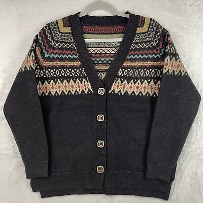 Fairisle Pattern Long Sleeve V Neck Cardigan Approximate Size UK 16 • £12