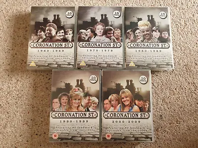 CORONATION STREET DVDs 1960-69 70-79 80-89 90-99 2000-09 50 DISCS 400 EPISODES • £125