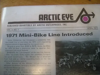 Rare 1971 Vintage ARCTIC CAT  Snowmobile Dealer Newsletter Mini Bike Race Info • $14.63