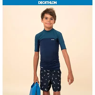 £15.98 • Buy Olaian Kids Boys Sun Top Rash Vest Short Sleeve Swim Sun Protection  - And