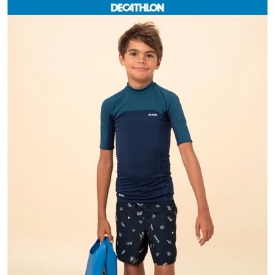 £15.98 • Buy Olaian Kids Boys Sun Top Rash Vest Short Sleeve Swim Sun Protection  - And