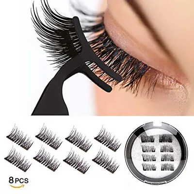 8pcs 3D Full Eye Magnetic False Eyelashes Natural Look 100% Handmade Fluffy Long • £4.99