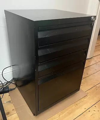 Metal Filing Cabinet 4 Drawer Black Lockable  • £40