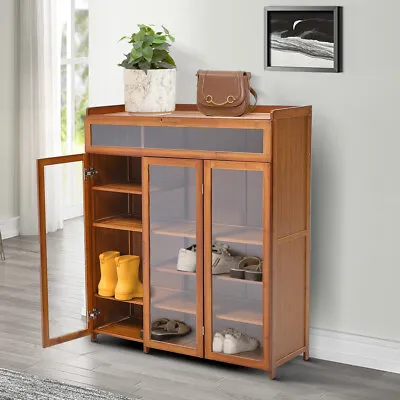 Wooden Free Standing Side Narrow Cabinet Cupboard Hallway Living Room Storage UK • £74.95