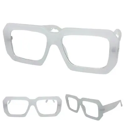 Oversized Classic Retro Style Clear Lens EYE GLASSES Large Big Thick White Frame • $19.99