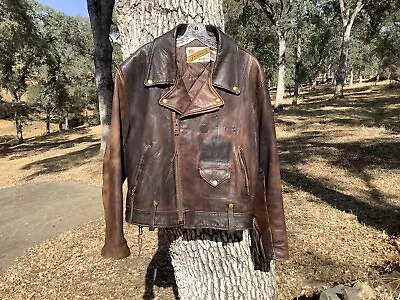 $325 • Buy RARE VTG Mens 46 SCHOTT 209 PERFECTO 2 Tone Distressed Leather Motorcycle Jacket