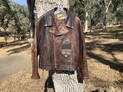 $325 • Buy RARE VTG Mens 46 SCHOTT 209 PERFECTO 2 Tone Distressed Leather Motorcycle Jacket