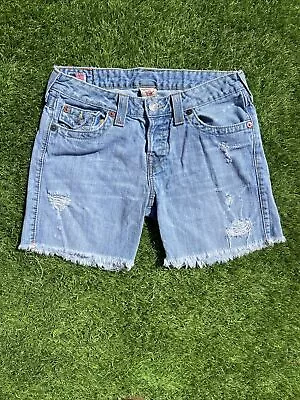 True Religion Women's Wagoneer Medium Jayde On Denim Jean Shorts Size 28 • $29