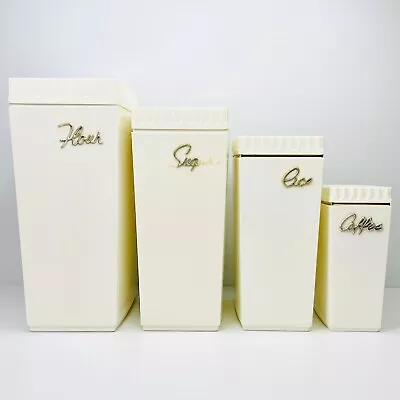 4 X Vintage Retro Capri Nesting Cream Kitchen Canisters Flour Sugar Rice Coffee • $28.50