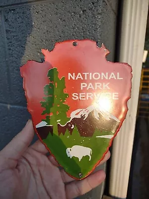 Vintage National Park Service Porcelain Us Forest Ranger Station Arrowhead Sign • $229.99