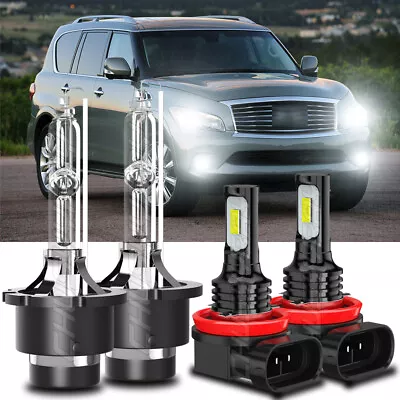 HID Headlight High/Low + LED Fog Light Bulbs For Infiniti QX56 2011 2012 2013 • $29.39