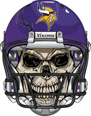 Minnesota Vikings Skull Decal  ~ Vinyl Car Sticker - Wall Cornholes Graphics • $4.39
