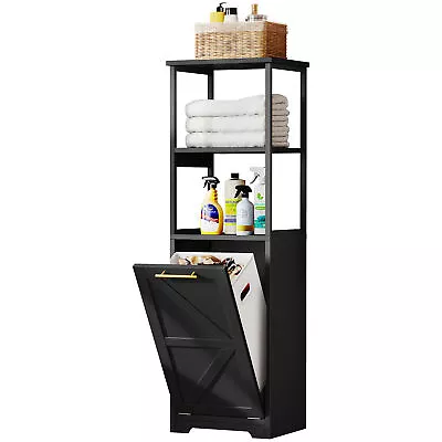 53  Tall Bathroom Laundry Cabinet With Basket Tilt-Out Laundry Hamper Organizer • $79.99