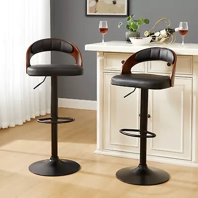 Bar Stools Set Of 2 Adjustable Faux Leather Armless Counter Kitchen Swivel Chair • $115.99