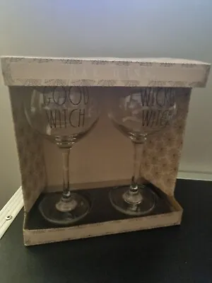 Rae Dunn Good & Wicked Witch Large 18oz Wine Gin Cocktail Glasses Halloween BNIB • £11.50