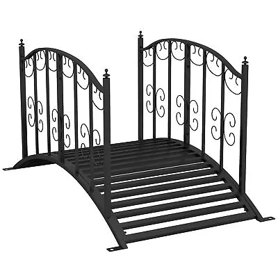 Outsunny 1.2M Classic Scrollwork Arch Bridge For Pond Creek Stream Border Black • £89.99