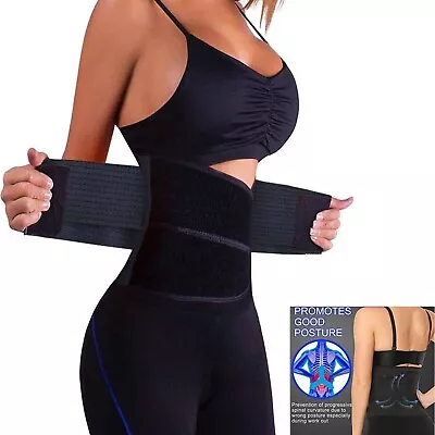 Women Waist Trainer Cincher Trimmer Sweat Belt Shapewear Gym Fitness Body Shaper • £6.89