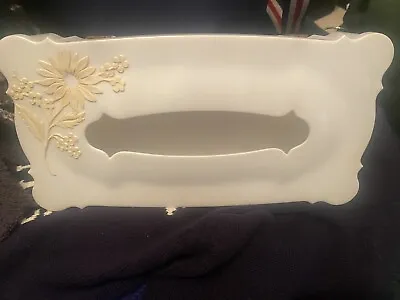 Schwarz Bros Ivory Plastic Tissue Box Holder Vintage Mid Century Floral • $18