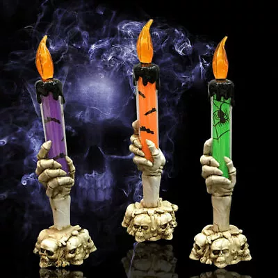 Halloween Skeleton Hand LED Flame Lights Skull Candle Holder Party Decorations` • £8.39