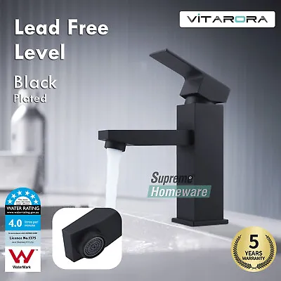 Bathroom Basin Mixer Tap Vanity Sink Faucet Square Brass Spout Chrome Black WELS • $61.50