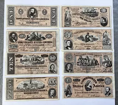 A&BC Civil War News Banknotes.   8 Notes.  Good Condition. • £0.99