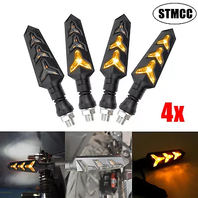 4X Sequential Motorcycle LED Turn Signals Flowing Water Blinker Lights Indicator • $10.95