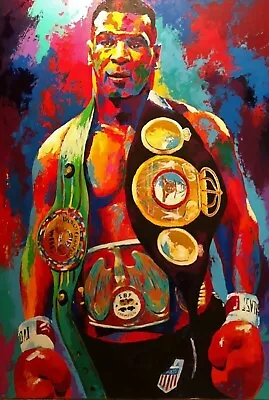 MIKE TYSON ABSTRACT BOXING LEGEND - DECOR LARGE WALL ART CANVAS PIC 30x20 INCHES • £20