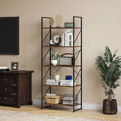 5 Tier Bookshelf Vintage Industrial Bookcase Display Rack And Storage Shelf • $50