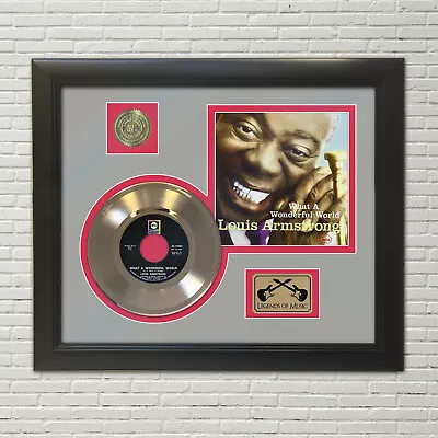 Louis Armstrong What A Wonderful World Framed Picture Sleeve Gold 45 Rec Display • £145.92