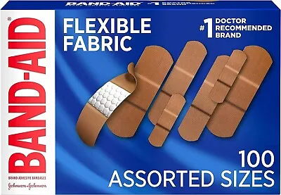 100 Johnson & Johnson Flexible Fabric Assorted Band-Aids Band-Aids 100/box • $13.12