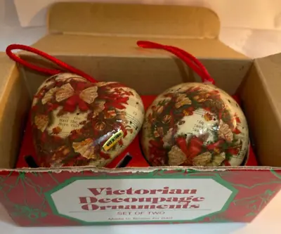 Vintage Christmas Ornament Victorian Decoupage Ball And Heart Set Sheet Music • $12