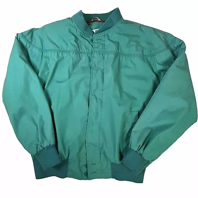 Vintage Field & Stream Harrington Bomber Style Jacket L Green Plaid Lined 80s • $26.99