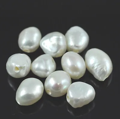 10x 2mm Large Hole Ivory Baroque Freshwater Pearl Beads For Jewellery Making • £11.99