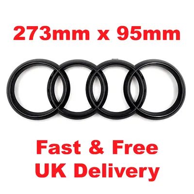 £9.99 • Buy NEW Audi Black Glossy Rings Front Grille Badge Emblem A3 A4 273mm X 95mm UK