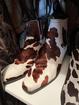 $95 • Buy Zara Ankle Boots, Cow Print, EU 39 / 8.5 US